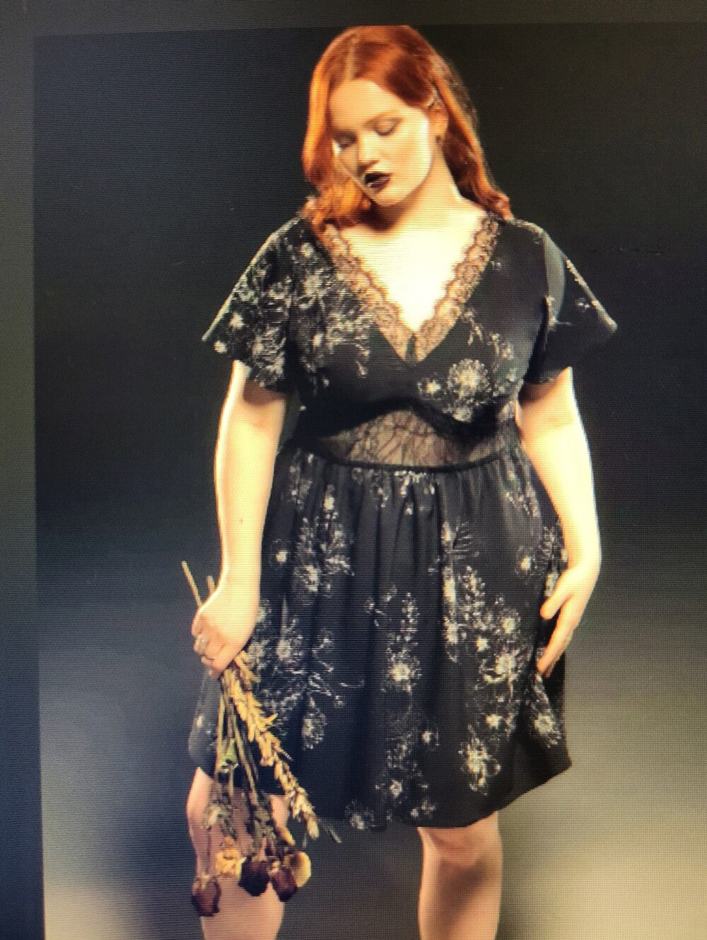 Torrid Size 22 NWT Nightfall Lace Babydoll Mini Dress Black V Neck Floral